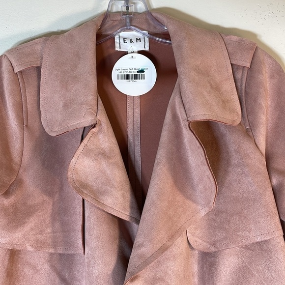 🎉🎉🎉Host Pick 🎊🎊🎊NWT. Boho E & M Faux Leather Moto Jacket Soft Blush. Medium - Picture 4 of 12
